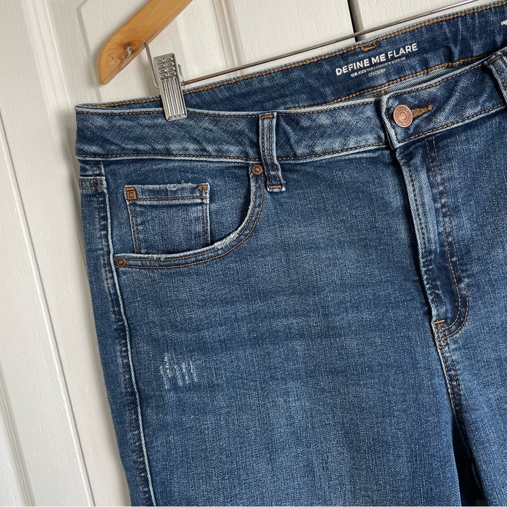 Chico's Define Me Flare Denim Jeans Women’s 16 Blue Wide Leg Cotton Boho Western - Picture 3 of 15